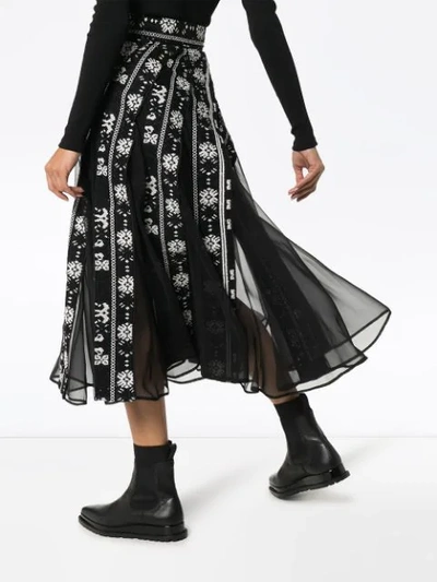Shop Sacai Fair Isle-panelled Midi Skirt In Black