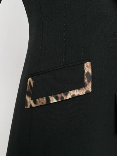 Shop Dolce & Gabbana Leopard Print Trim Fitted Blazer In Black