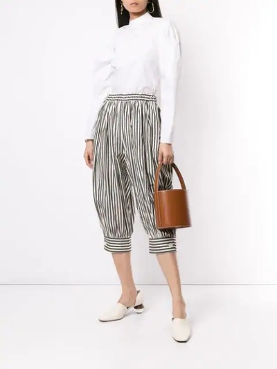 Shop Vaquera Striped Edwardian Trousers In Black