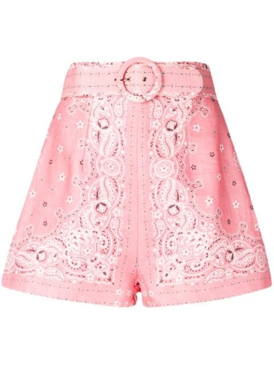 Shop Zimmermann Bandana Print Shorts In Pink