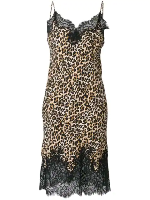 leopard print dress with lace trim