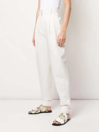 Shop Tibi Tapered Twill Trousers In Ivory