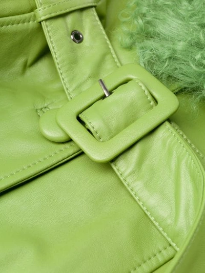 Shop Saks Potts Shearling Collar Coat In Green