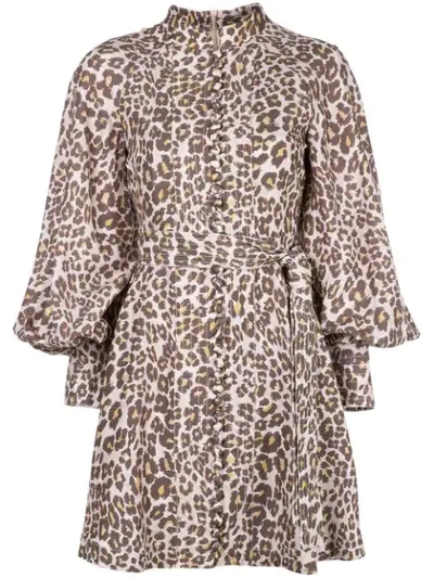 Shop Zimmermann Sabotage Leopard Dress In Pink