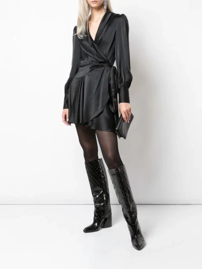 Shop Zimmermann Short Wrap-style Dress In Black
