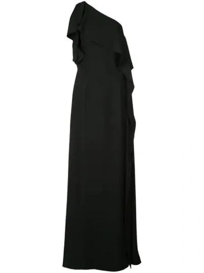 Shop Zac Zac Posen One Shoulder Ruffled Dress In Black