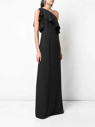Shop Zac Zac Posen One Shoulder Ruffled Dress In Black