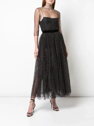 Shop Adam Lippes Polka Dot Tulle Skirt In Black