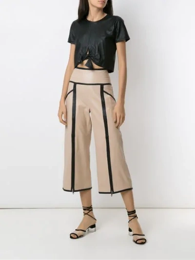 Shop Andrea Bogosian Leather Culottes In Sable/noir