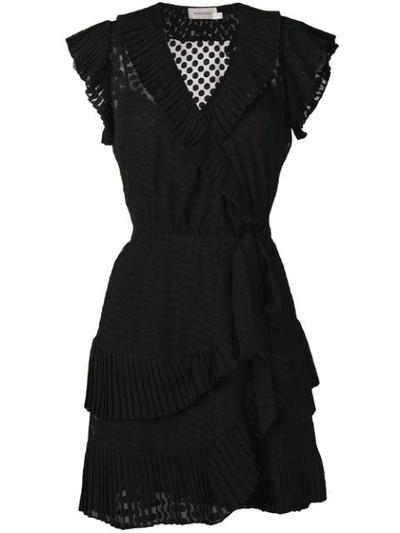 Shop Zimmermann Plisse Mini Wrap Dress In Black