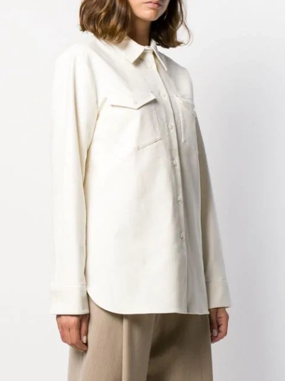 Shop Theory Long Sleeved Cotton Shirt In White