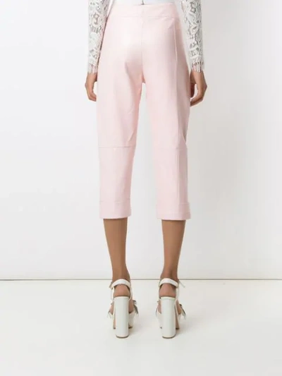 Shop Andrea Bogosian Leather Cropped Trousers In Rose