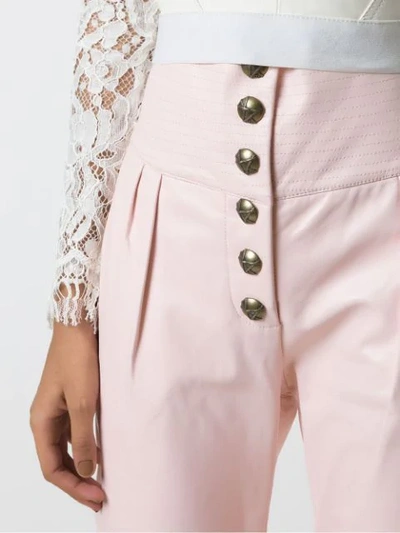 Shop Andrea Bogosian Leather Cropped Trousers In Rose