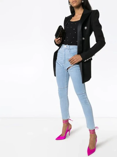 Shop Alessandra Rich Detachable-leg Skinny Jeans In Blue