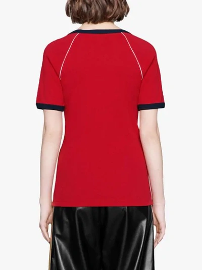 Shop Gucci Tennis Embroidered T-shirt In Red