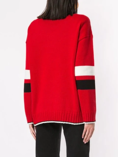 Shop Msgm Intarsia Knit Jumper In Red