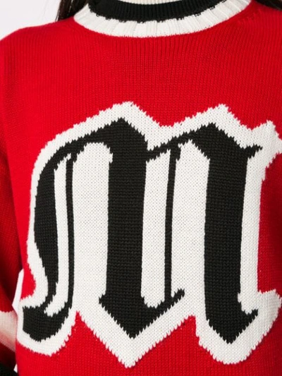 Shop Msgm Intarsia Knit Jumper In Red