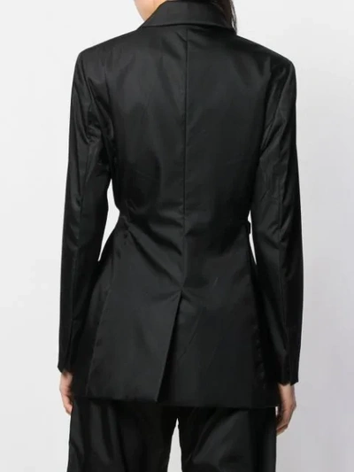 Shop Prada Asymmetrical Buckle Fastened Blazer In Black
