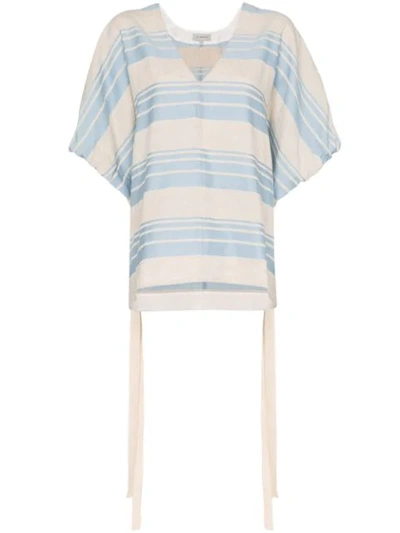 Shop Lee Mathews Tilda Striped Poncho Top In Blue