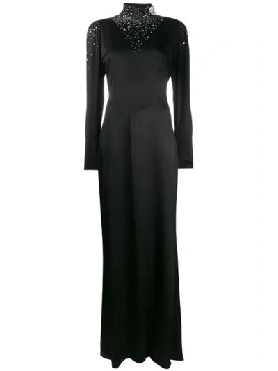 Shop Alessandra Rich Crystal Embellished Dress In Black
