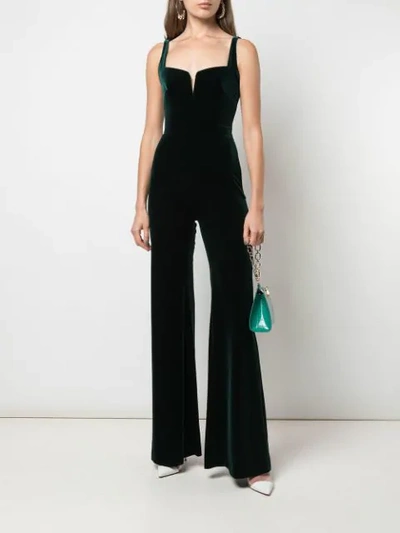 Shop Galvan Flared Jumpsuit In Darkhuntergreen