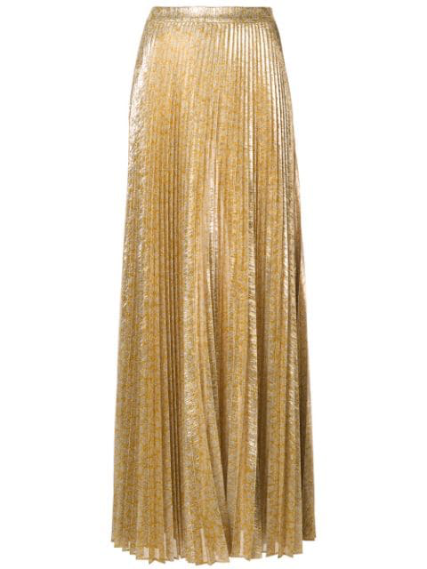 gold pleated maxi skirt