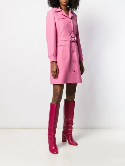 Shop Gucci Gg Belted Shirt Dress In 5033 Pink
