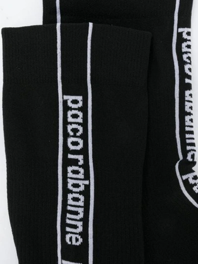 Shop Rabanne Paco  Jacquard Logo Socks - Black
