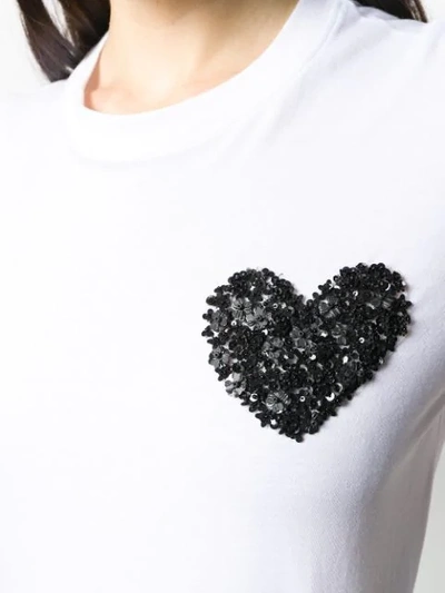 Shop Valentino Heart Embroidery T-shirt In White