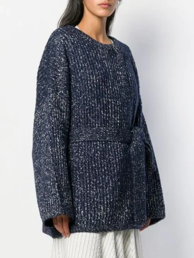 Shop See By Chloé Long Metallic Cardigan In Blue