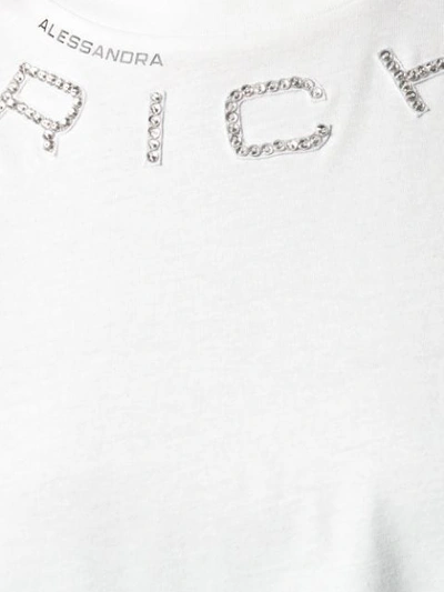 Shop Alessandra Rich Rhinestone Logo T-shirt In White