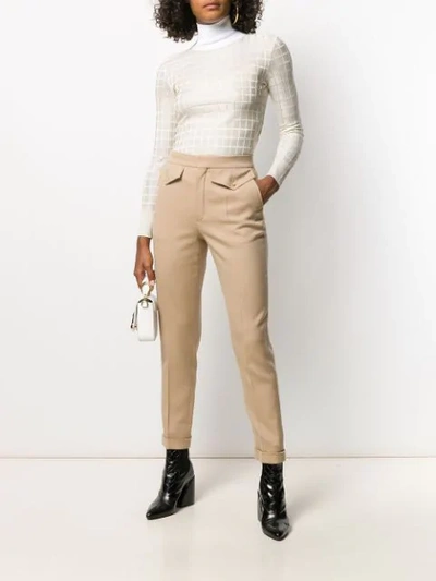 Shop Chloé High-waisted Slim-fit Trousers In Neutrals