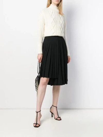 Shop Ermanno Scervino Asymmetric Pleated Skirt In Black
