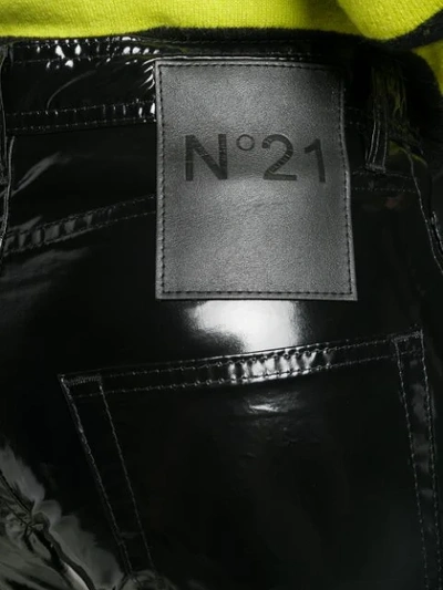Shop N°21 Vinyl-effect Slim-fit Trousers In Black