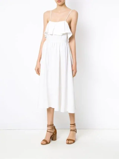 Shop Adriana Degreas Ruffle Midi Dress In White