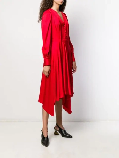 Shop Alexander Mcqueen Draped Asymmetric Dress In Red