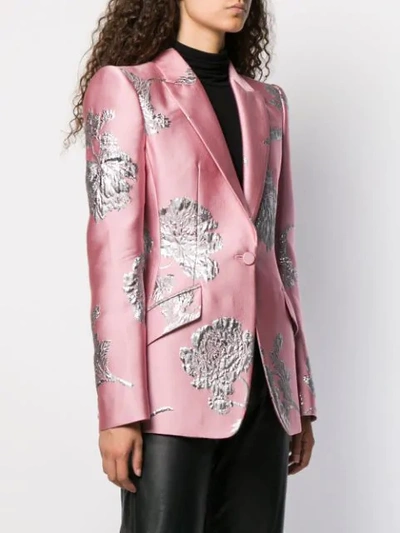 Shop Alexander Mcqueen Floral Brocade Blazer In Pink