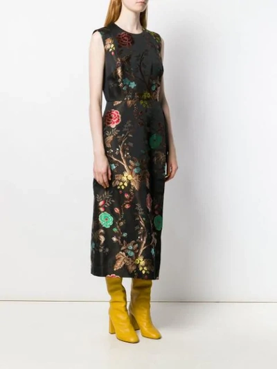 Shop Antonio Marras Floral Layered Panel Dress In Black