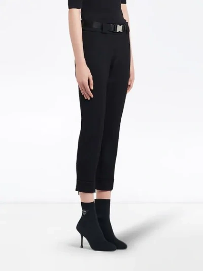 Shop Prada Zip Detail Trousers In Black