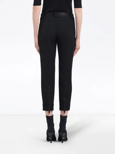 Shop Prada Zip Detail Trousers In Black