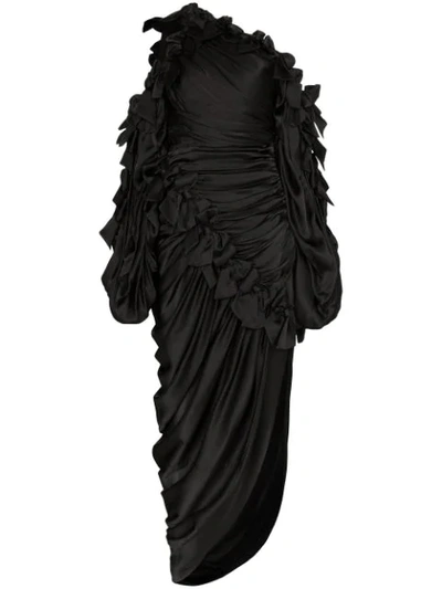 Shop Zimmermann Asymmetrical Ruched Midi Dress In Black