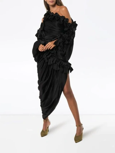 Shop Zimmermann Asymmetrical Ruched Midi Dress In Black