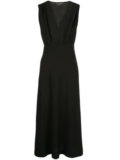 Shop Narciso Rodriguez V-neck Midi Dress In Black