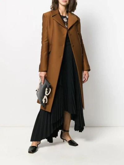 Shop N°21 Zipped-detail Single-breasted Midi Coat In Brown