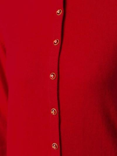 Shop Dolce & Gabbana Logo Button Up Cardigan In Red