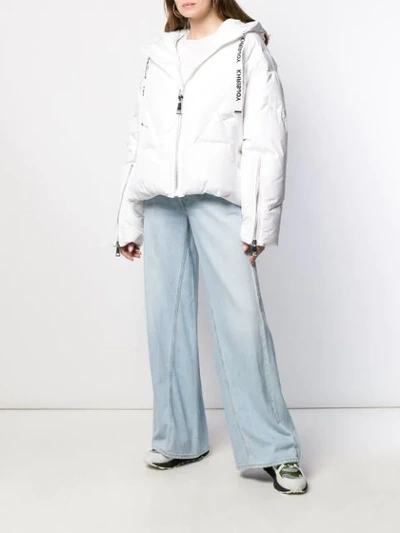 Shop Khrisjoy Logo Drawstring Puffer Jacket In White