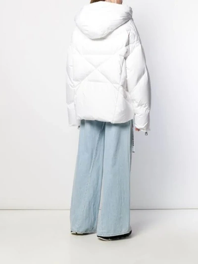 Shop Khrisjoy Logo Drawstring Puffer Jacket In White