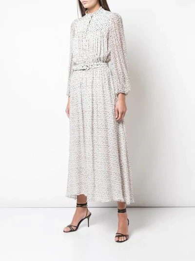 Shop Adam Lippes Speckle Print Chiffon Dress In White ,black