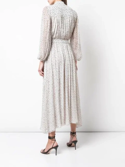 Shop Adam Lippes Speckle Print Chiffon Dress In White ,black