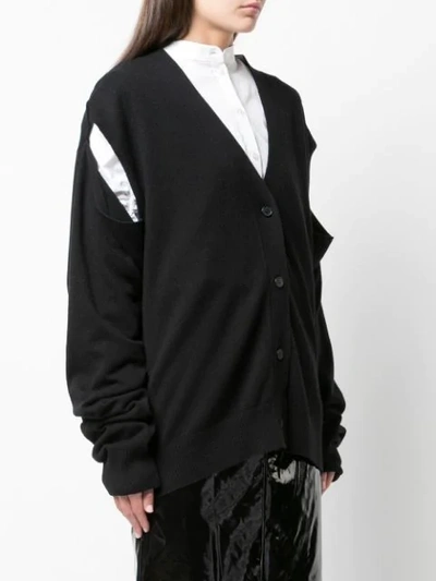 Shop Maison Margiela Cut-out Knitted Cardigan In Black